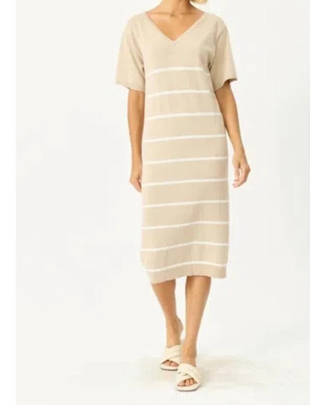 NWT REVOLVE Stitches and Stripes Tan Oversized Melina T-Shirt Midi Dress L